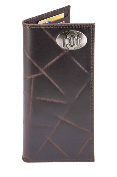 OSU Buckeyes Men's Collegiate Secretary Leather Wallet. OSU Long Wallet. Buckeyes Roper Wallet. OSU Gift. Silver Concho Emblem