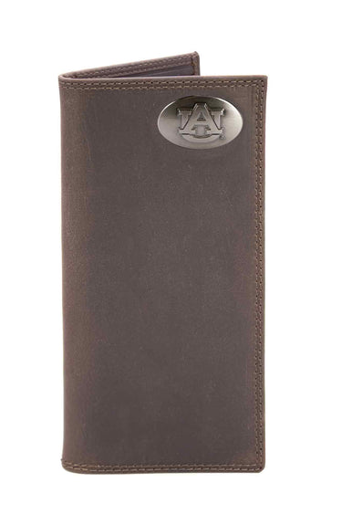 Auburn Tigers Men's Collegiate Secretary Leather Wallet. Auburn Long Wallet. Tigers Roper Wallet. War Eagle Gift. Silver Concho Emblem