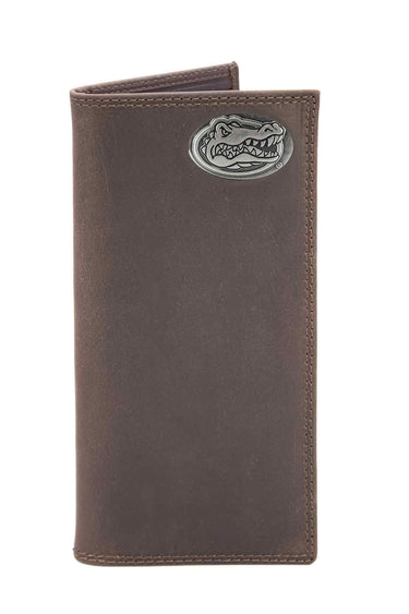 Florida Gators Men's Collegiate Secretary Leather Wallet. Gators Long Wallet. UF Roper Wallet. UF Gators Gift. Silver Concho Emblem