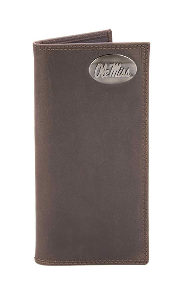 Ole Miss Rebels Men's Collegiate Secretary Leather Wallet. Ole Miss Long Wallet. Rebels Roper Wallet. Ole Miss Gift. Silver Concho Emblem