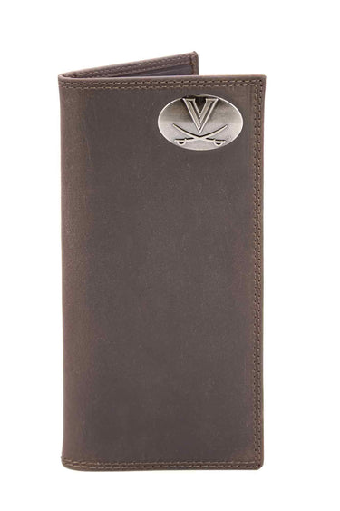 Virginia Cavaliers Men's Collegiate Secretary Leather Wallet. UVA Long Wallet. Cavaliers Roper Wallet. Virginia Gift. Silver Concho Emblem
