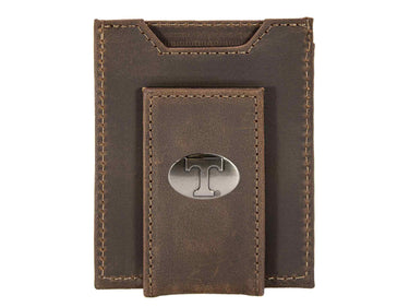 Tennessee Vols Men's Collegiate Magnetic Front Pocket Leather Wallet. Vols Wallet. UT Slim Wallet. Silver Concho Emblem