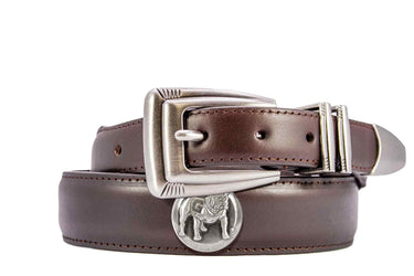 Georgia Uga Men's Dressy Leather Belt. Georgia Gift. UGA Dawgs Merch. Uga Gift Croc Pattern. Smooth Full Grain Finish. Metal Emblem Conchos.