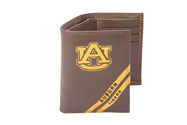 Auburn Tigers Men's Embossed Leather Wallet. Auburn Trifold. Auburn Secretary. Brown Collegiate Wallet. Tigers Athletic Print.