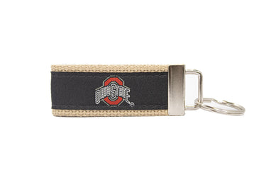 Ohio State Buckeyes Collegiate Woven Ribbon Key Chain. OSU Key Fob. Buckeyes Gift. Brass Clasp and O-Ring.