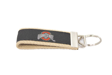 Ohio State Buckeyes Collegiate Woven Ribbon Key Chain. OSU Key Fob. Buckeyes Gift. Brass Clasp and O-Ring.
