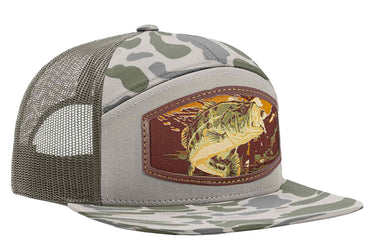 Bass Woven Patch Old School Camo Hat. 7-Panel Modern Flat Bill Cap. Richardson 168 Trucker Snapback. Zep-Pro Trucker Hat. Largemouth Bass