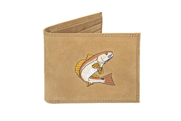 Redfish Men's Embroidered Leather Wallet. Bifold Passcase. Trifold Wallet. Embroidered Redfish Wallet. Fishing and Boating Gift.