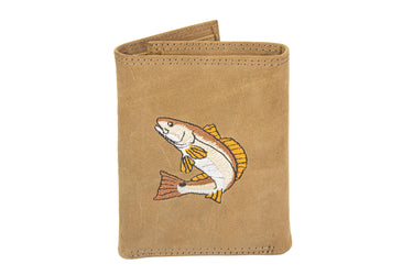 Redfish Men's Embroidered Leather Wallet. Bifold Passcase. Trifold Wallet. Embroidered Redfish Wallet. Fishing and Boating Gift.