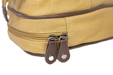 Cotton Boll Men’s Khaki Waxed Canvas Toiletry Dopp Bag with Silver Logo