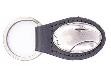 Georgia Southern Eagles Oval Leather Key Fob. Split Ring and Durable Stitching. Perfect Collegiate Key Chain Gift. Brown or Black Leather.