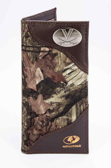 Virginia Cavaliers Mossy Oak Wallets. Bifold Pass-case. Classic Trifold. Tall Secretary. Mossy Oak Break-up Pattern. Leather Nylon Combo.
