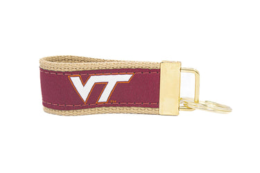 Virginia Tech Hokies Collegiate Woven Ribbon Key Chain. Hokies Key Fob. VT Gift. VT Hokies Key Ring. Brass Clasp and O-Ring.