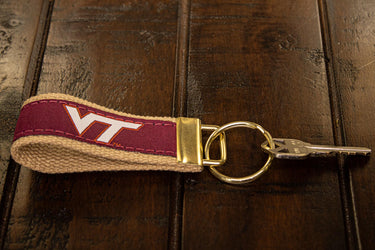 Virginia Tech Hokies Collegiate Woven Ribbon Key Chain. Hokies Key Fob. VT Gift. VT Hokies Key Ring. Brass Clasp and O-Ring.