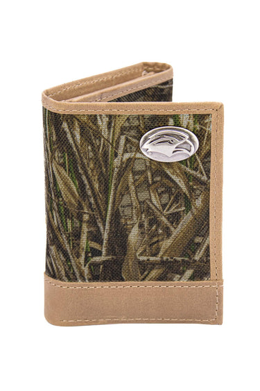 Southern Miss Eagles Realtree Wallets. Bifold Pass-case. Classic Trifold. Tall Secretary. Realtree Max-5 Pattern. Leather Nylon Combo.