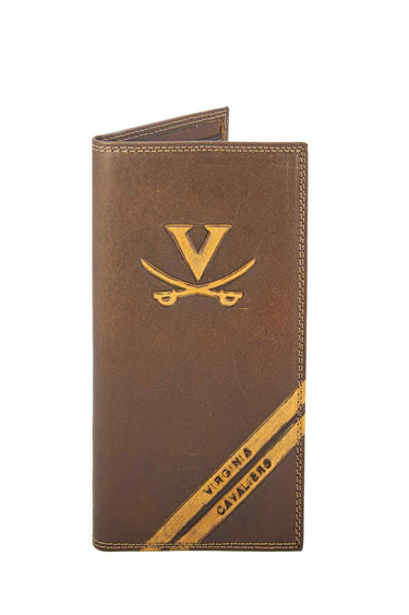 Virginia Cavaliers Men's Embossed Leather Wallet. UVA Trifold. Virginia Secretary. Brown Collegiate Wallet. Cavaliers Athletic Print.