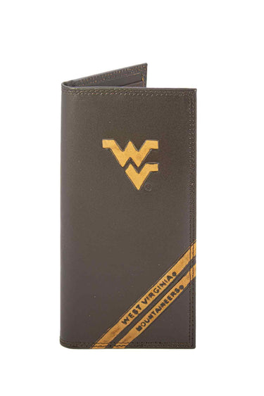 West Virginia Mountaineers Men's Embossed Leather Wallet. WVU Secretary. Long Roper Wallet. Brown Collegiate Wallet. WVU Athletic Print.