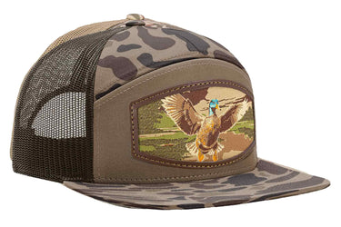 Mallard Woven Patch Old School Camo Hat. 7-Panel Modern Flat Bill Cap. Richardson 168 Trucker Snapback Hat. Zep-Pro Trucker Hat. Duck Cap