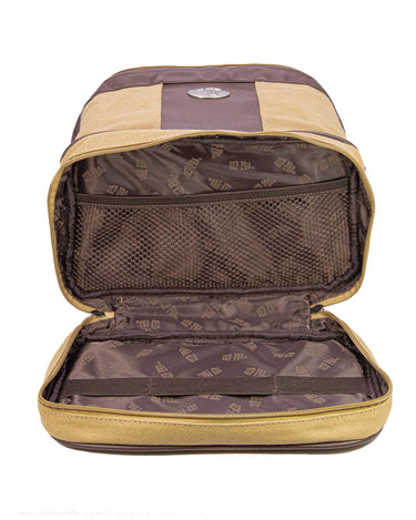 Cotton Boll Men’s Khaki Waxed Canvas Toiletry Dopp Bag with Silver Logo