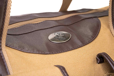 FSU Seminoles Canvas Weekender Bag - Khaki Waxed Canvas Duffel - Durable Water Resistant Bag - Florida State Travel Bag - Overnight Case