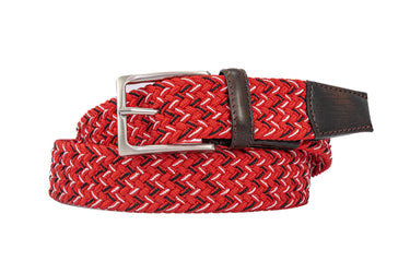 Braided Collegiate Golf Red and Black Stretch Belt.