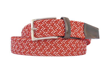 Braided Collegiate Golf Crimson and White Stretch Belt.