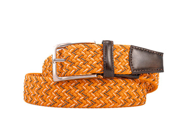 Braided Collegiate Golf Orange and Gray Stretch Belt.