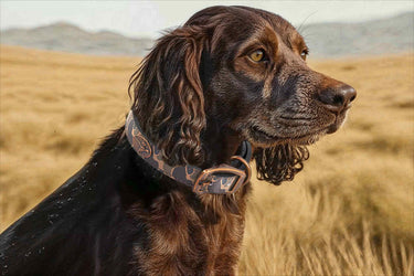 Georgia Southern Eagles Old School Camo Leather Dog Collar - Antique Copper Logo