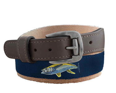 Yellow Tuna Men's Action Fishing Navy Ribbon Belt.