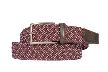 Braided Collegiate Golf Maroon and Gray Stretch Belt.