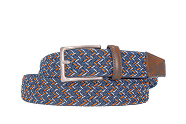 Braided Collegiate Golf Navy and Orange Stretch Belt.
