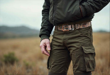 Alabama Crimson Tide Old School Camo Leather Belt - Antique Copper Logo
