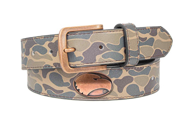 Georgia Southern Eagles Old School Camo Leather Belt - Antique Copper Logo