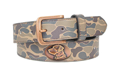 Lab Old School Camo Leather Belt - Antique Copper Logo