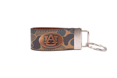 Auburn Tigers Old School Camo Leather Loop Keychain.