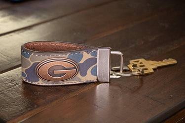 Georgia Bulldogs Old School Camo Leather Loop Keychain.