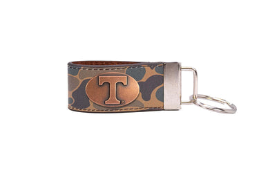 Tennessee Vols Old School Camo Leather Loop Keychain.