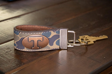 Tennessee Vols Old School Camo Leather Loop Keychain.
