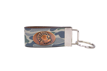 Turkey Hunting Old School Camo Leather Loop Keychain.