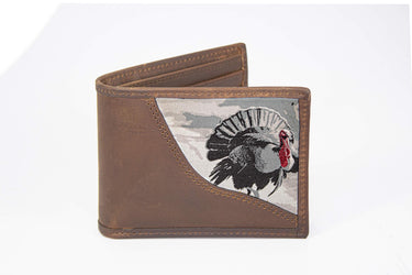 Turkey Men's Bifold Woven Patch Leather Wallet.