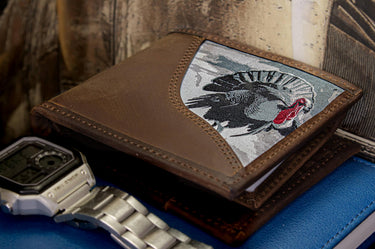 Turkey Men's Bifold Woven Patch Leather Wallet.