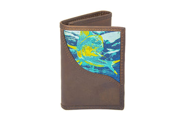 Dolphin Mahi Men's Trifold Woven Patch Leather Wallet.