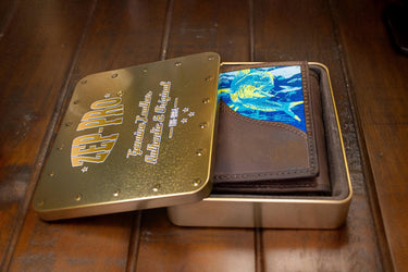 Dolphin Mahi Men's Trifold Woven Patch Leather Wallet.