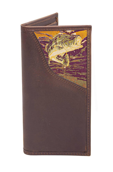 Bass Men's Secretary Tall Woven Patch Leather Wallet.