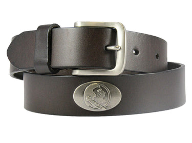 FSU Seminoles Kids Collegiate Brown Leather Belt With Metal Emblems - Sizes S,M,L,XL
