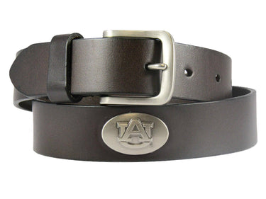 Auburn Tigers Kids Collegiate Brown Leather Belt With Metal Emblems - Sizes S,M,L,XL