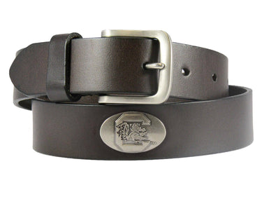 South Carolina Gamecocks Kids Collegiate Brown Leather Belt With Metal Emblems - Sizes S,M,L,XL