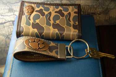 Clemson Tigers Old School Camo Leather Loop Keychain.