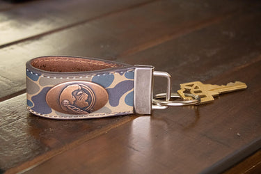 Florida State Seminoles Old School Camo Leather Loop Keychain.