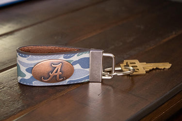 Alabama Crimson Tide Old School Camo Leather Loop Keychain.